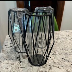 Glass Hurricanes with Metal Surround